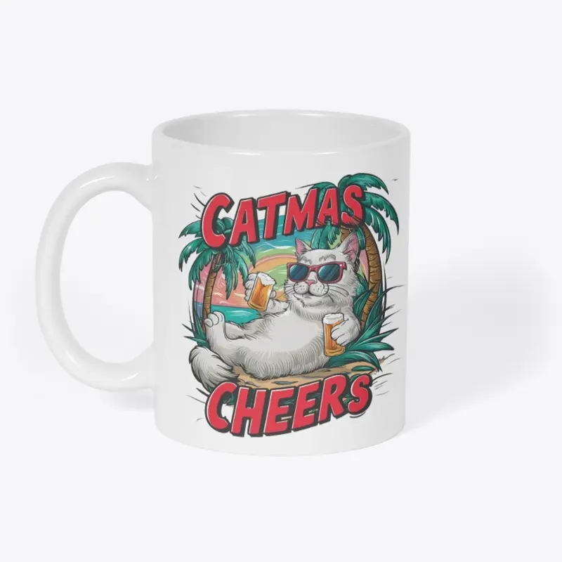 Cute Cat  Holiday on beach retro sunset 